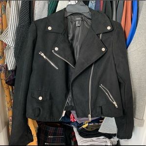 Faux Suede Motto Jacket